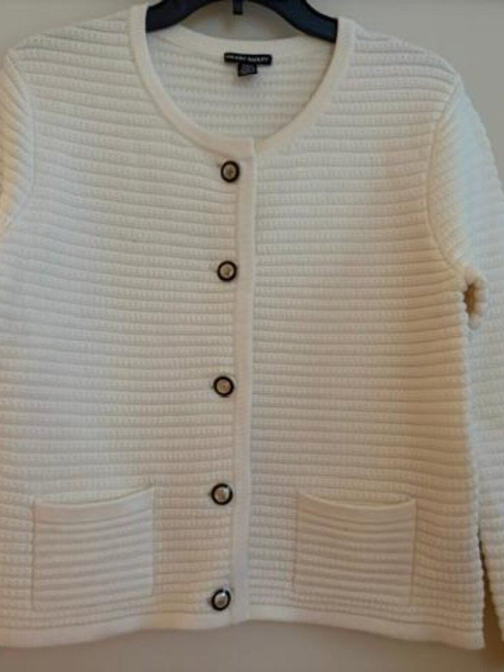 New Women's Hilary Radley Cream White Knitted Cardigan Button Front Sweater Med - Picture 4 of 11